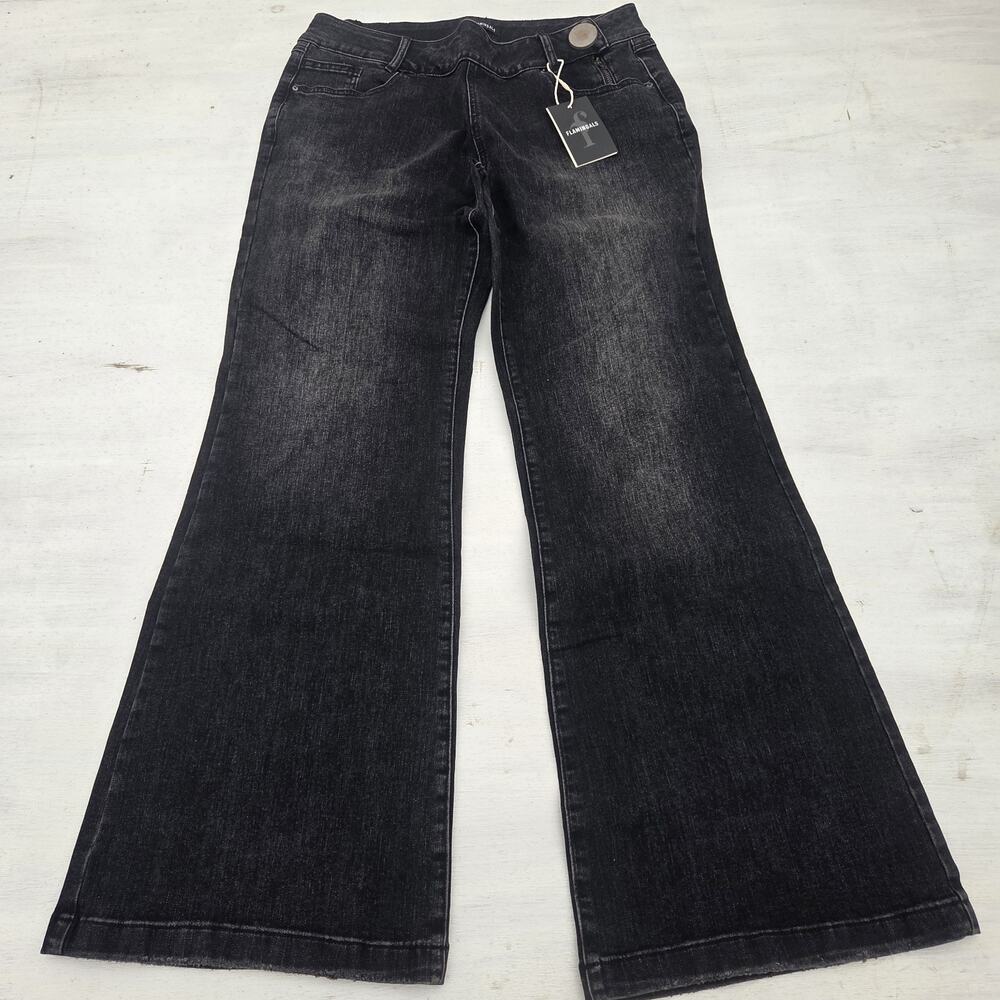 Flamingals Size XL Women’s Black Jeans Wide Leg Baggy Hip Hop Skater Distressed